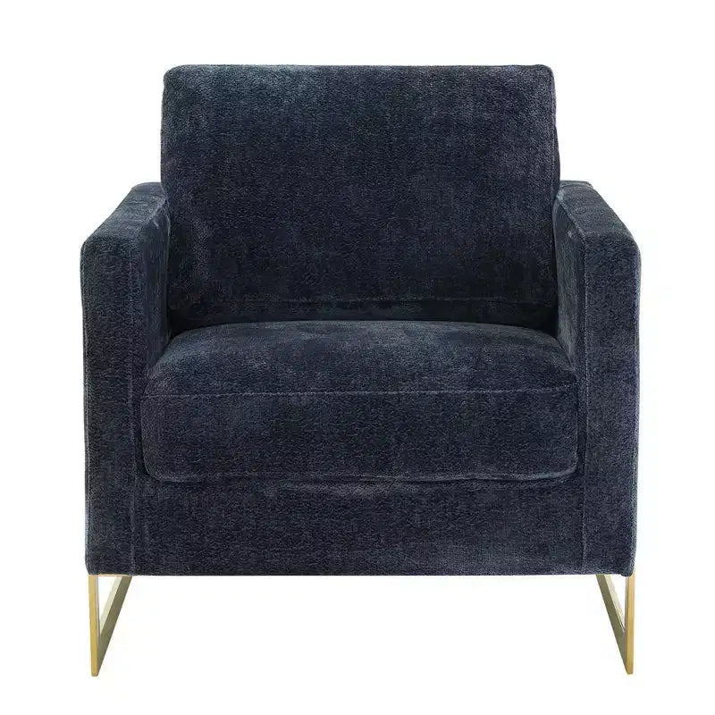 Fauteuil d'appoint LeisureMod Lincoln rembourré en bouclette avec cadre en acier inoxydable doré