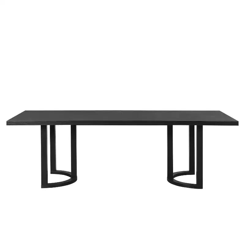 95L Dining Table for 8, Classic Farmhouse Style Solid Wood Rectangle Kitchen Tables, Black - HABITRIO