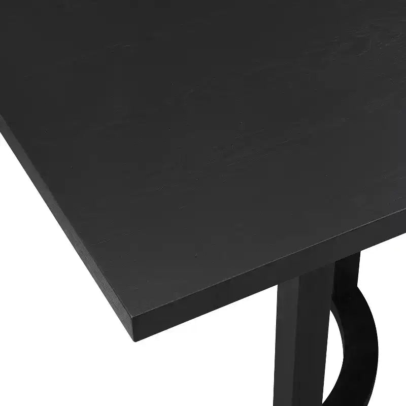 95L Dining Table for 8, Classic Farmhouse Style Solid Wood Rectangle Kitchen Tables, Black - HABITRIO