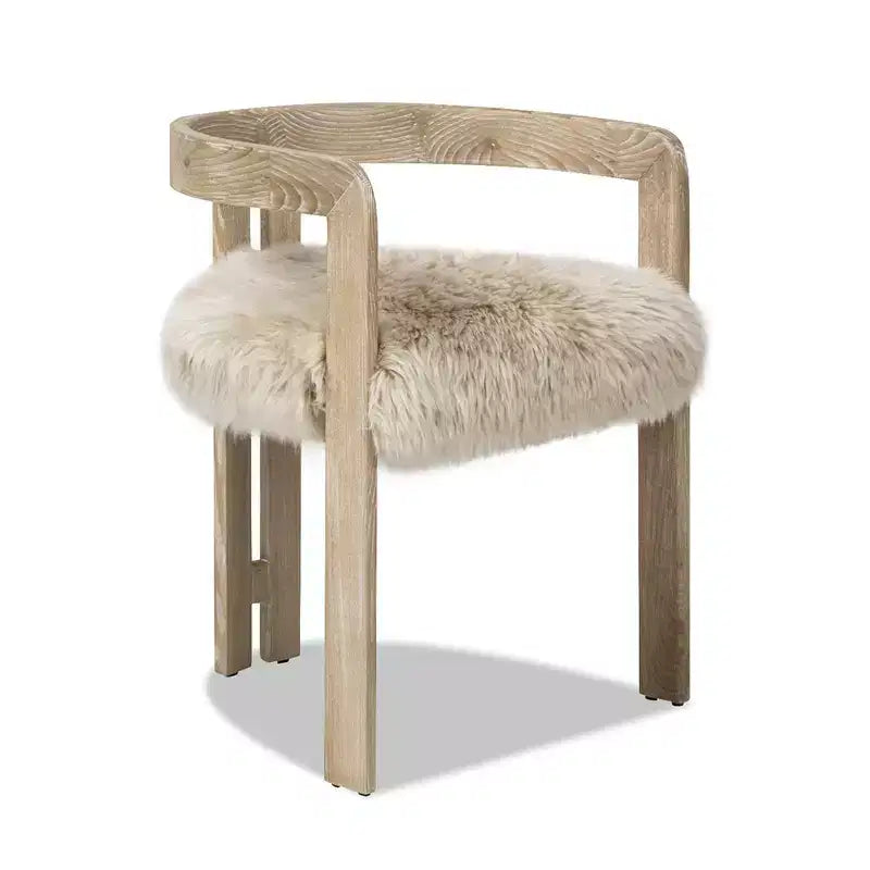 Chaise de salle à manger Jennifer Taylor Home Millwick 21 à dossier bas en véritable fourrure, véritable fourrure blonde naturelle