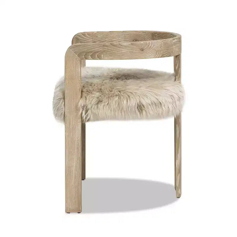 Chaise de salle à manger Jennifer Taylor Home Millwick 21 à dossier bas en véritable fourrure, véritable fourrure blonde naturelle