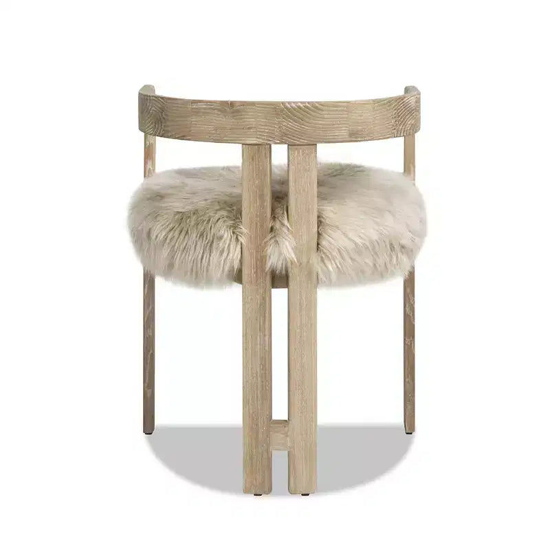 Chaise de salle à manger Jennifer Taylor Home Millwick 21 à dossier bas en véritable fourrure, véritable fourrure blonde naturelle