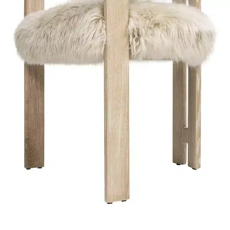 Chaise de salle à manger Jennifer Taylor Home Millwick 21 à dossier bas en véritable fourrure, véritable fourrure blonde naturelle