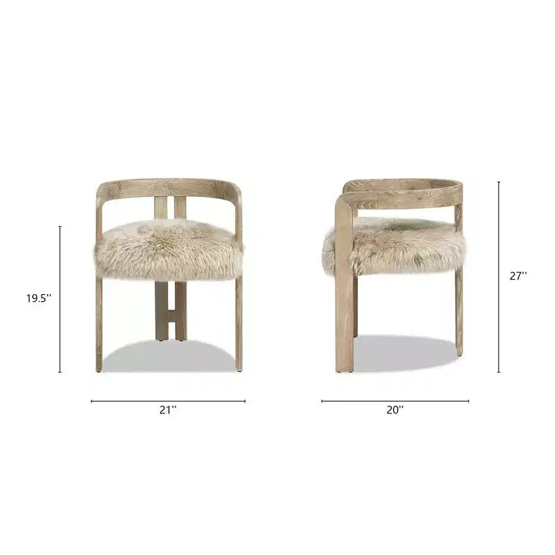 Chaise de salle à manger Jennifer Taylor Home Millwick 21 à dossier bas en véritable fourrure, véritable fourrure blonde naturelle