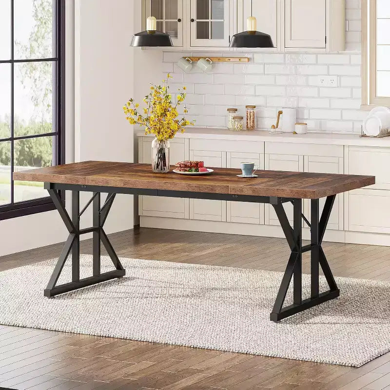 Table à manger rectangulaire en bois Lantine de 180 cm pour 6 personnes