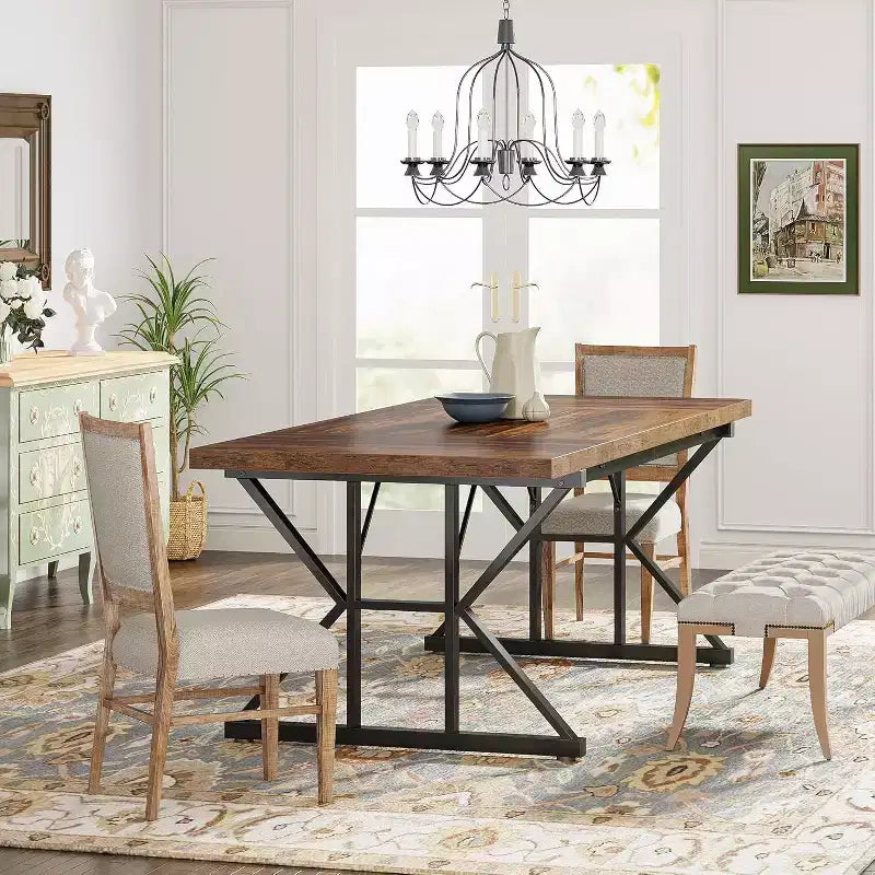 Table à manger rectangulaire en bois Lantine de 180 cm pour 6 personnes