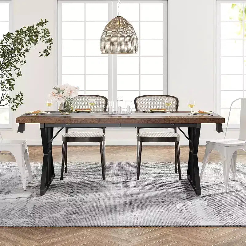 Table à manger rectangulaire en bois Lantine de 180 cm pour 6 personnes