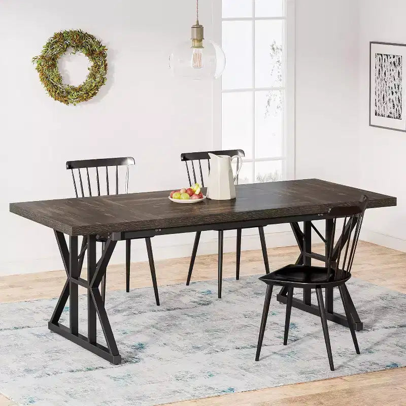 Table à manger rectangulaire en bois Lantine de 180 cm pour 6 personnes