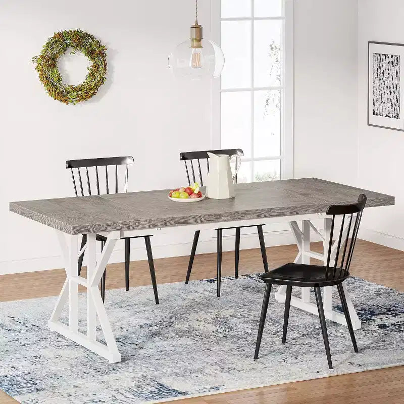 Table à manger rectangulaire en bois Lantine de 180 cm pour 6 personnes