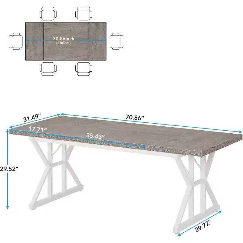 Table à manger rectangulaire en bois Lantine de 180 cm pour 6 personnes