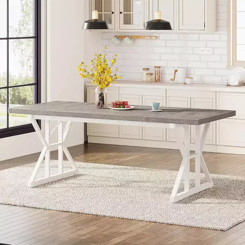 Table à manger rectangulaire en bois Lantine de 180 cm pour 6 personnes