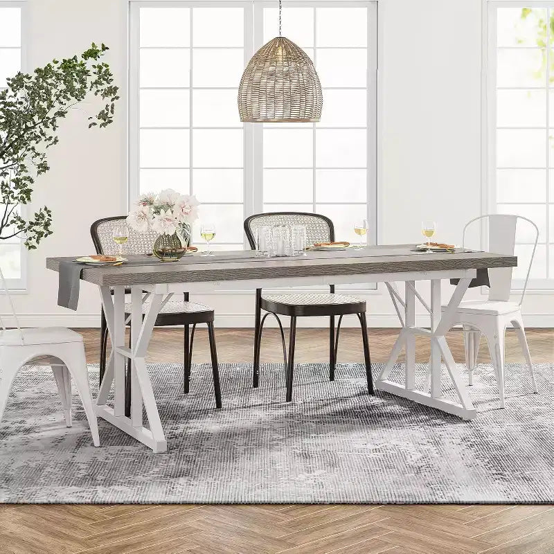 Table à manger rectangulaire en bois Lantine de 180 cm pour 6 personnes