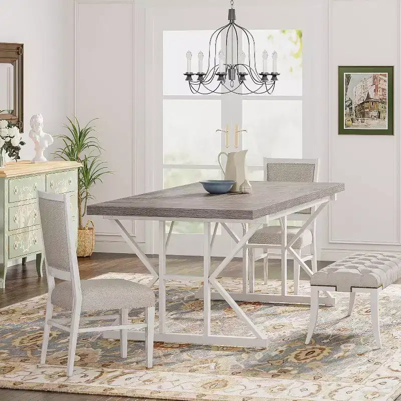 Table à manger rectangulaire en bois Lantine de 180 cm pour 6 personnes