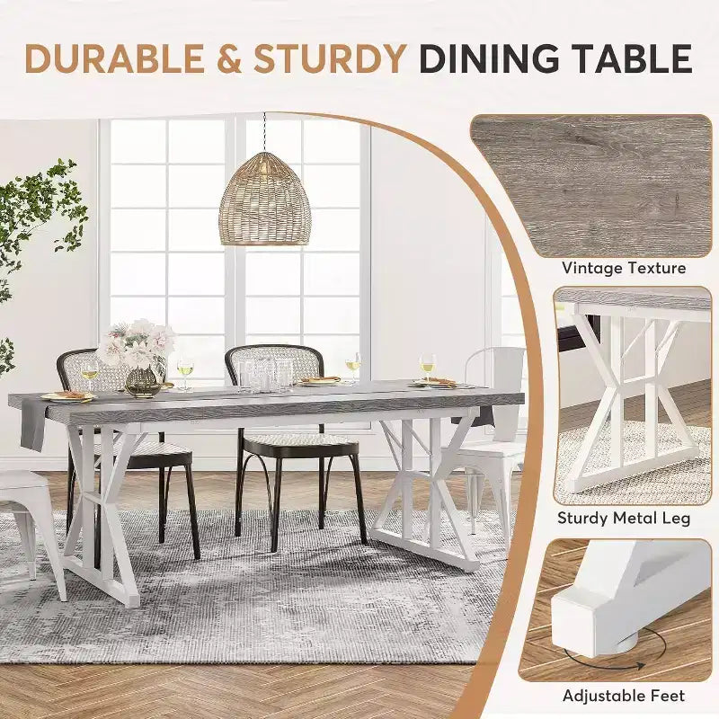 Table à manger rectangulaire en bois Lantine de 180 cm pour 6 personnes