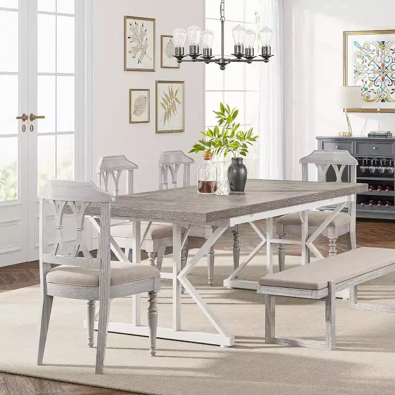 Table à manger rectangulaire en bois Lantine de 180 cm pour 6 personnes