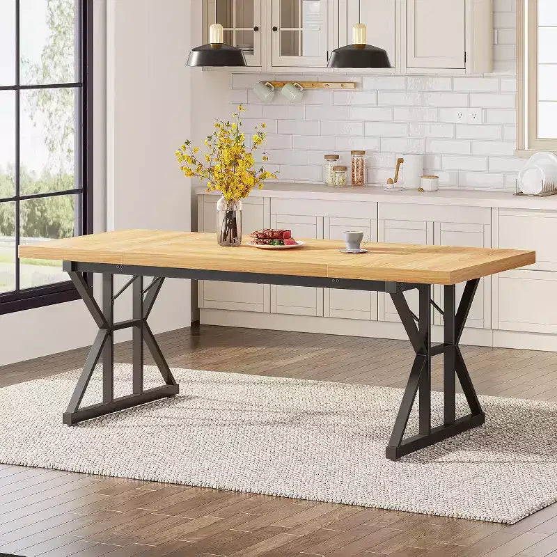 Table à manger rectangulaire en bois Lantine de 180 cm pour 6 personnes