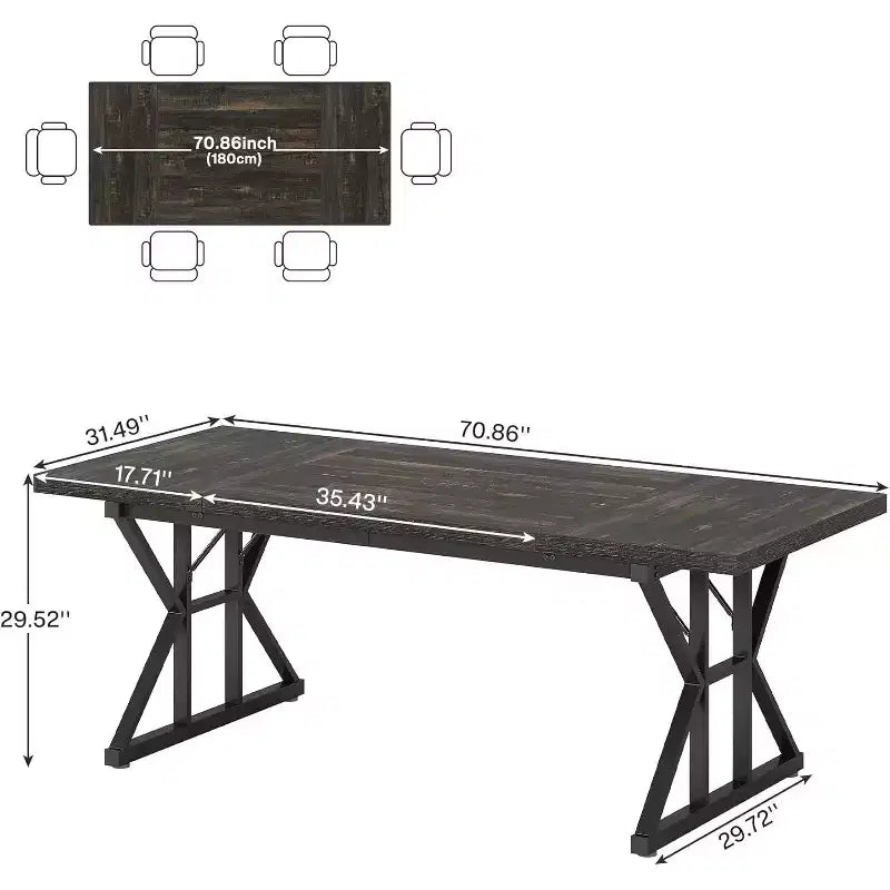 Table à manger rectangulaire en bois Lantine de 180 cm pour 6 personnes