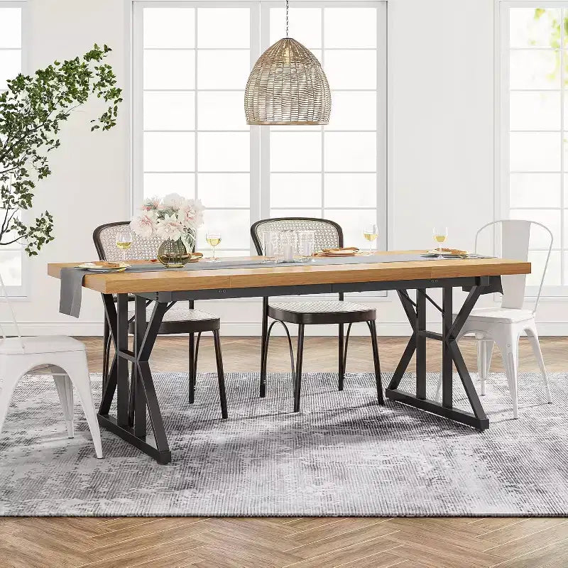 Table à manger rectangulaire en bois Lantine de 180 cm pour 6 personnes