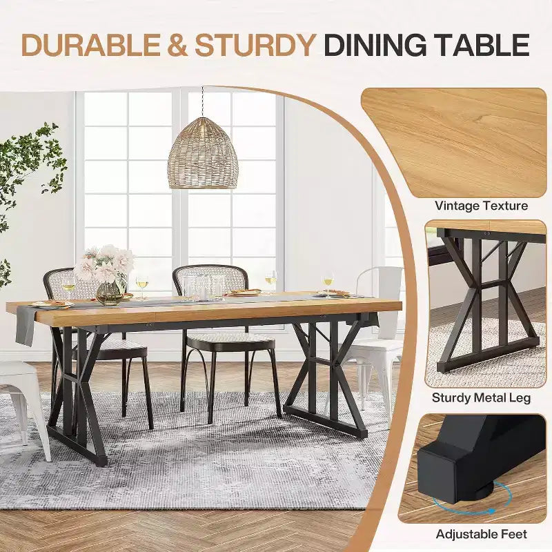 Table à manger rectangulaire en bois Lantine de 180 cm pour 6 personnes