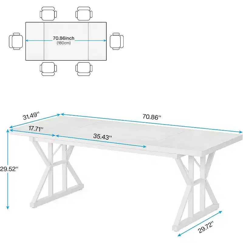 Table à manger rectangulaire en bois Lantine de 180 cm pour 6 personnes