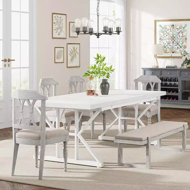 Table à manger rectangulaire en bois Lantine de 180 cm pour 6 personnes