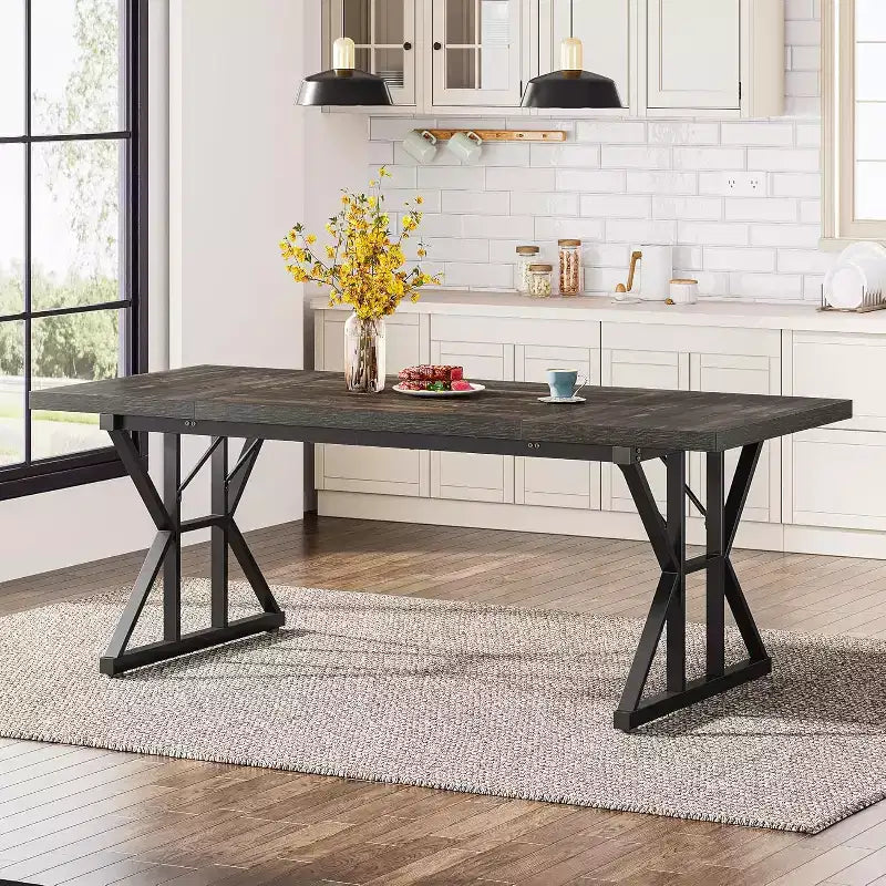 Table à manger rectangulaire en bois Lantine de 180 cm pour 6 personnes