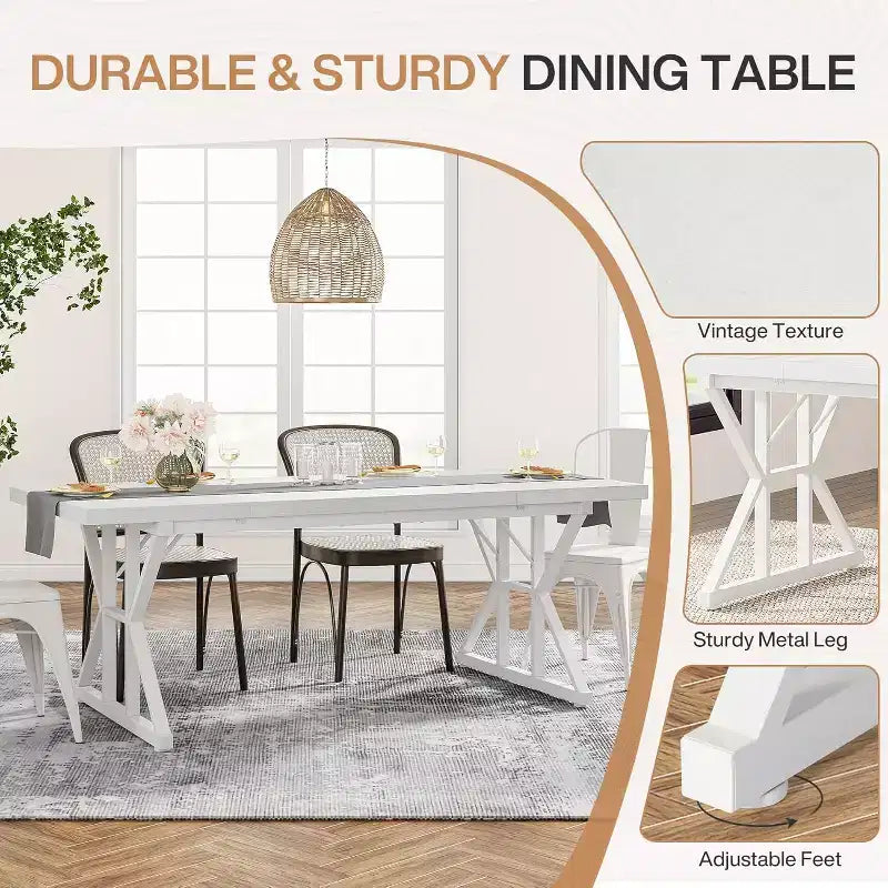 Table à manger rectangulaire en bois Lantine de 180 cm pour 6 personnes