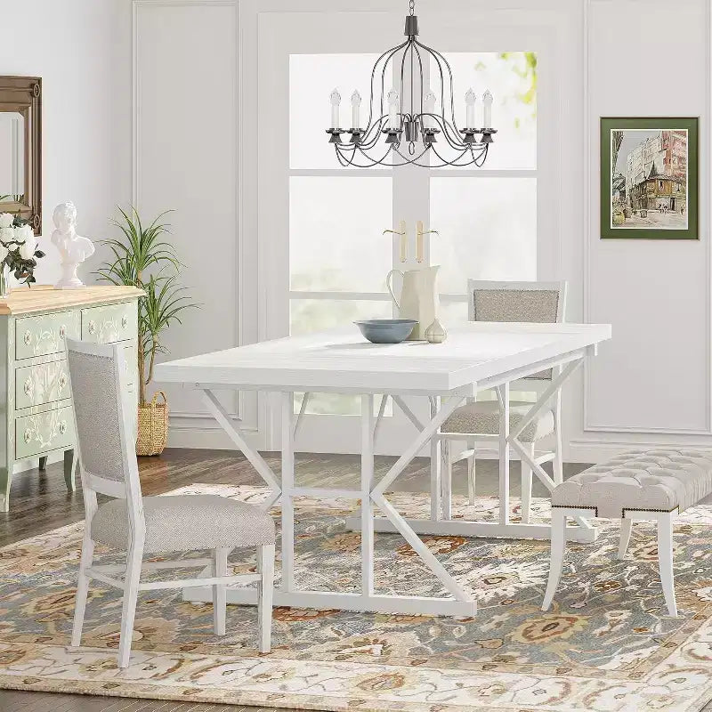 Table à manger rectangulaire en bois Lantine de 180 cm pour 6 personnes
