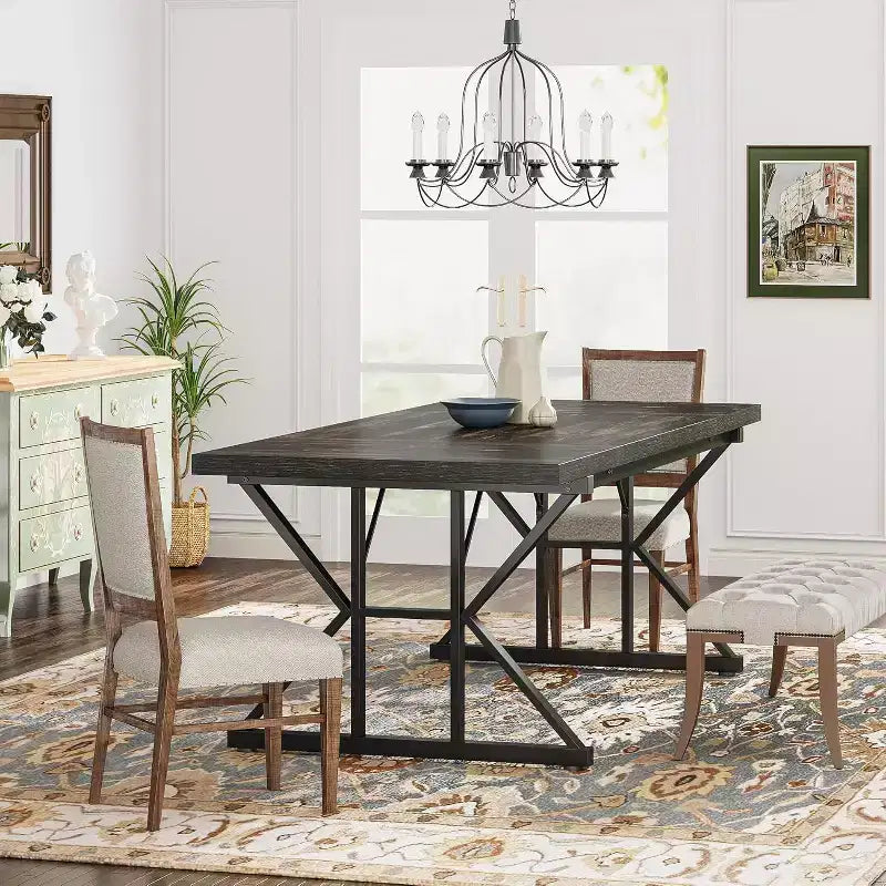 Table à manger rectangulaire en bois Lantine de 180 cm pour 6 personnes