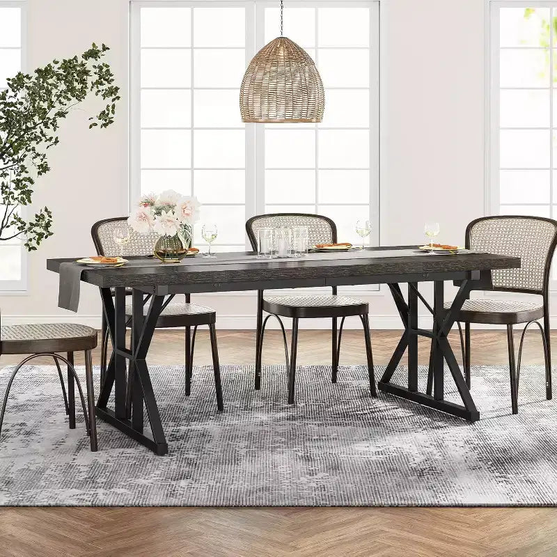 Table à manger rectangulaire en bois Lantine de 180 cm pour 6 personnes