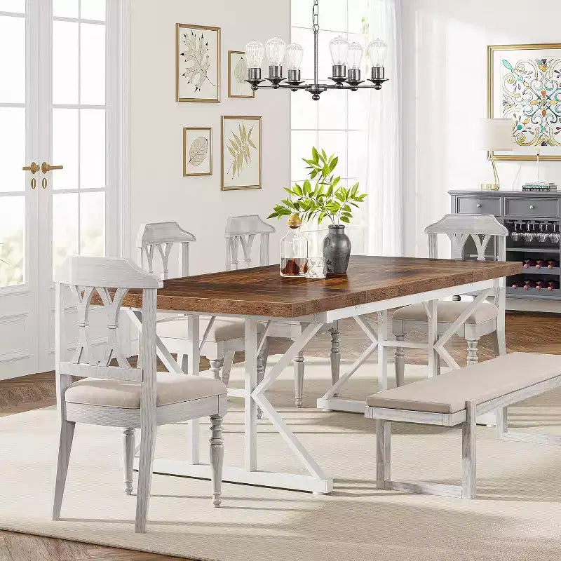 Table à manger rectangulaire en bois Lantine de 180 cm pour 6 personnes