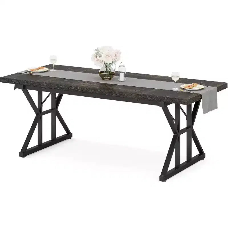 Table à manger rectangulaire en bois Lantine de 180 cm pour 6 personnes