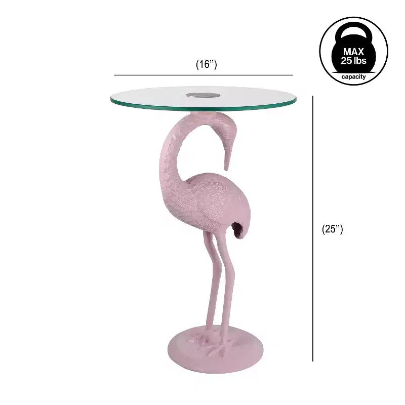 JONATHAN Y Blanche 25 Classic Mid-Century Glass Top Flamingo End Table