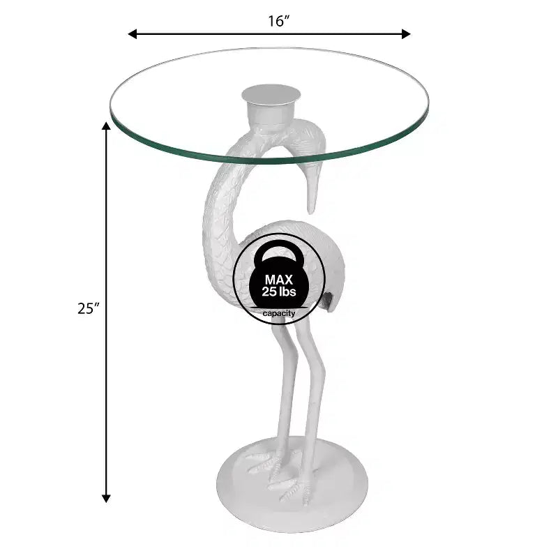 JONATHAN Y Blanche 25 Classic Mid-Century Glass Top Flamingo End Table