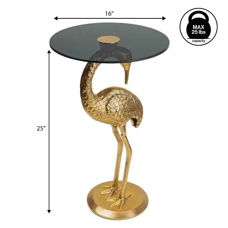 JONATHAN Y Blanche 25 Classic Mid-Century Glass Top Flamingo End Table