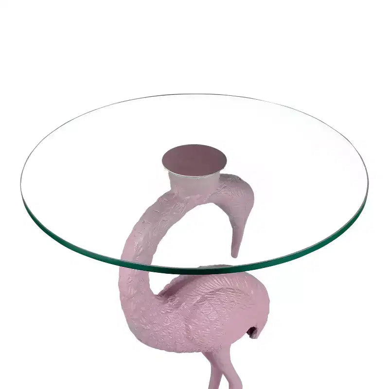 JONATHAN Y Blanche 25 Classic Mid-Century Glass Top Flamingo End Table