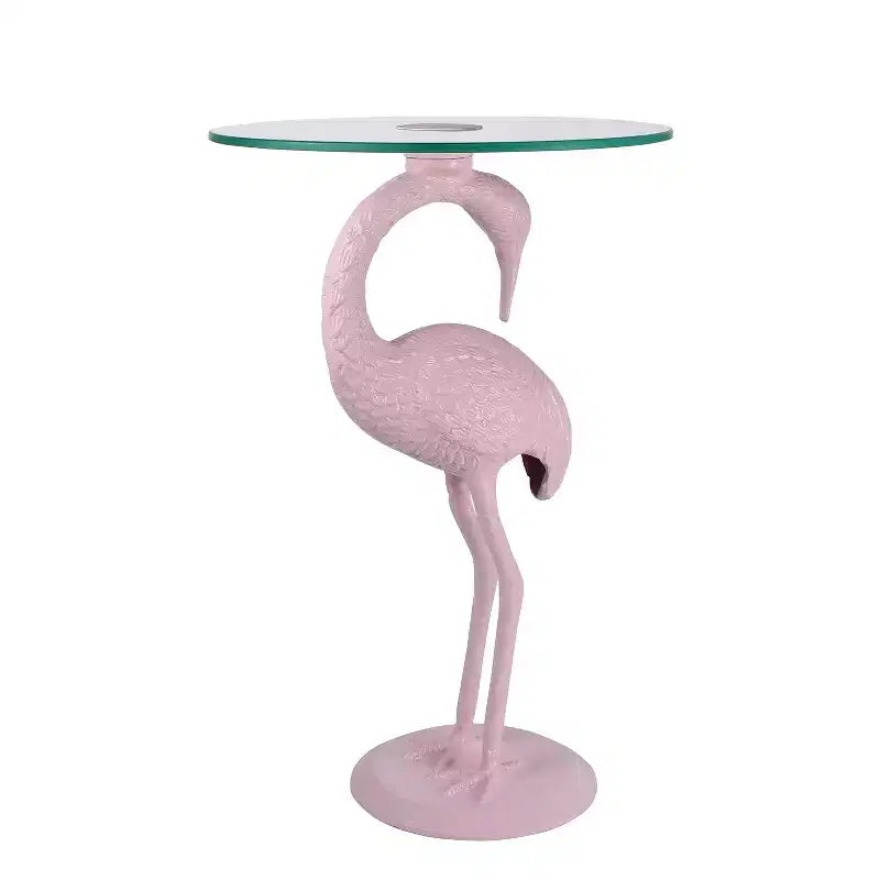 JONATHAN Y Blanche 25 Classic Mid-Century Glass Top Flamingo End Table