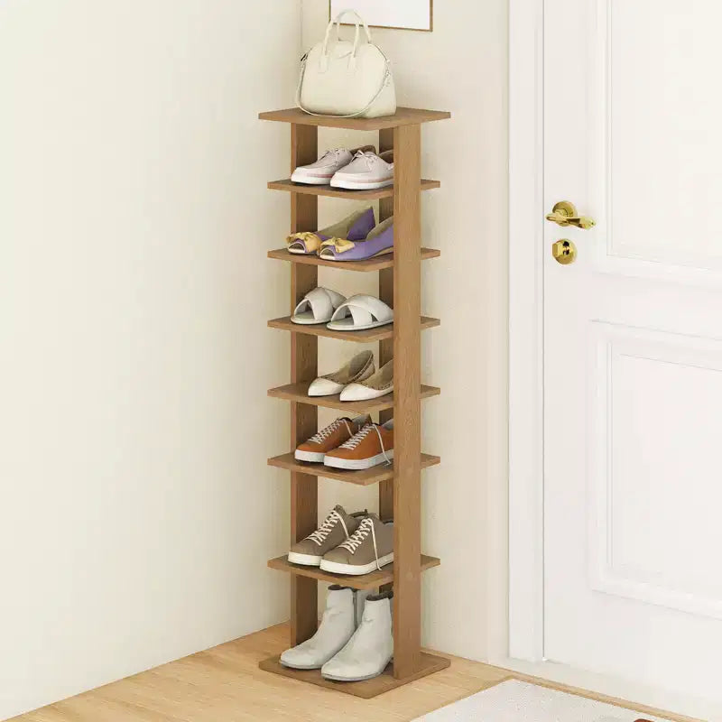 Costway Meuble de Rangement à Chaussures en Bois 7 Niveaux Organisateur de Chaussures Multi-rangement Boîte à Chaussures Blanc/Noir