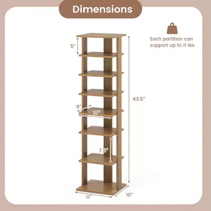 Costway Meuble de Rangement à Chaussures en Bois 7 Niveaux Organisateur de Chaussures Multi-rangement Boîte à Chaussures Blanc/Noir