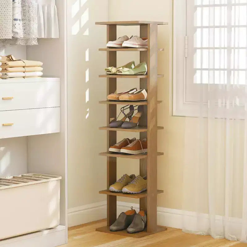 Costway Meuble de Rangement à Chaussures en Bois 7 Niveaux Organisateur de Chaussures Multi-rangement Boîte à Chaussures Blanc/Noir