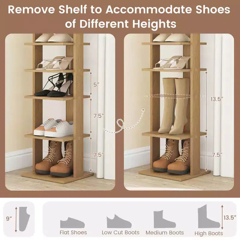 Costway Meuble de Rangement à Chaussures en Bois 7 Niveaux Organisateur de Chaussures Multi-rangement Boîte à Chaussures Blanc/Noir