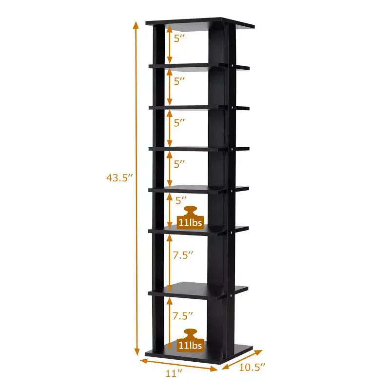 Costway Meuble de Rangement à Chaussures en Bois 7 Niveaux Organisateur de Chaussures Multi-rangement Boîte à Chaussures Blanc/Noir