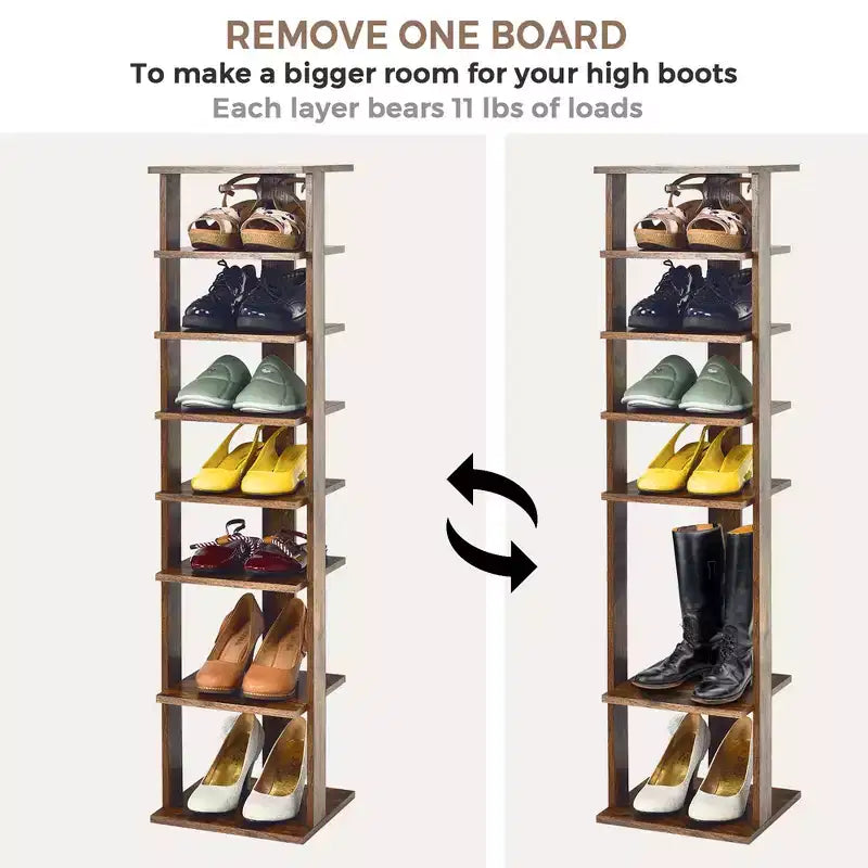 Costway Meuble de Rangement à Chaussures en Bois 7 Niveaux Organisateur de Chaussures Multi-rangement Boîte à Chaussures Blanc/Noir