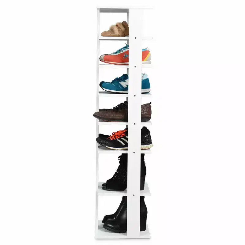 Costway Meuble de Rangement à Chaussures en Bois 7 Niveaux Organisateur de Chaussures Multi-rangement Boîte à Chaussures Blanc/Noir
