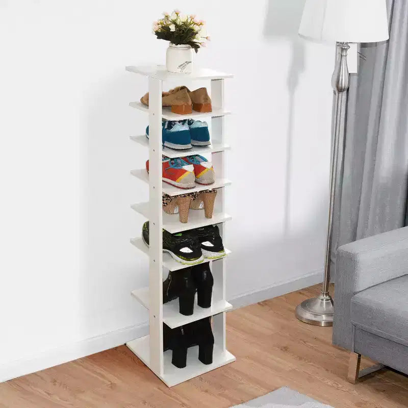 Costway Meuble de Rangement à Chaussures en Bois 7 Niveaux Organisateur de Chaussures Multi-rangement Boîte à Chaussures Blanc/Noir