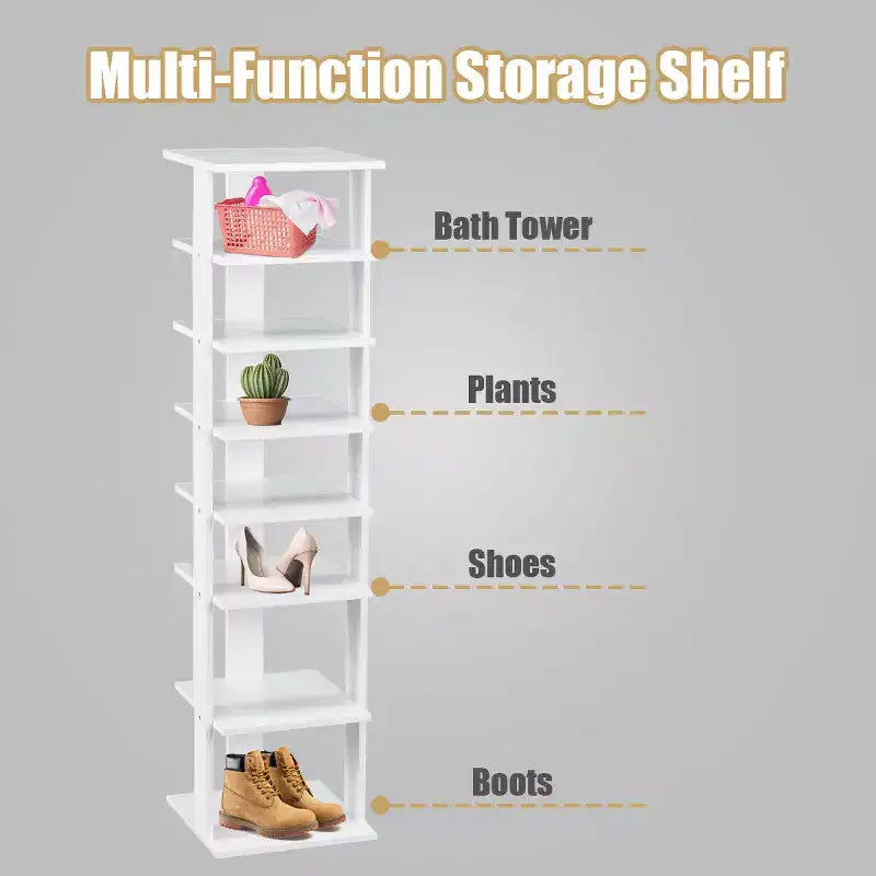 Costway Meuble de Rangement à Chaussures en Bois 7 Niveaux Organisateur de Chaussures Multi-rangement Boîte à Chaussures Blanc/Noir