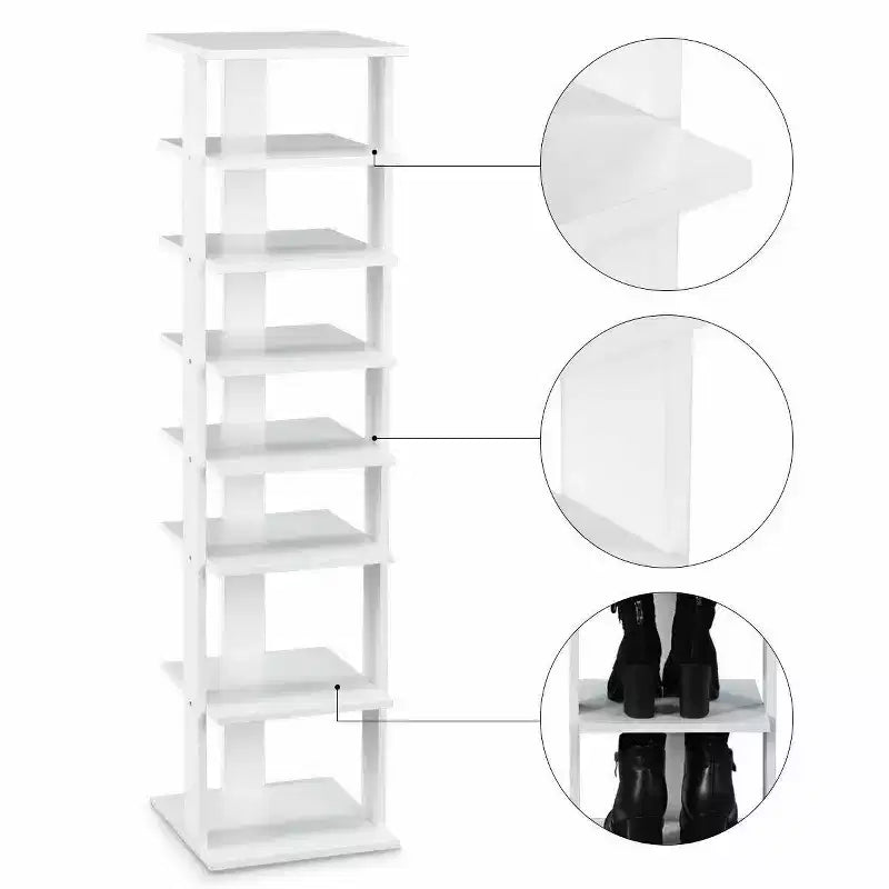 Costway Meuble de Rangement à Chaussures en Bois 7 Niveaux Organisateur de Chaussures Multi-rangement Boîte à Chaussures Blanc/Noir