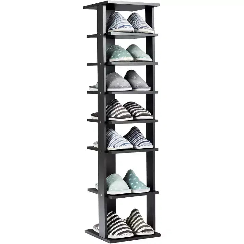Costway Meuble de Rangement à Chaussures en Bois 7 Niveaux Organisateur de Chaussures Multi-rangement Boîte à Chaussures Blanc/Noir