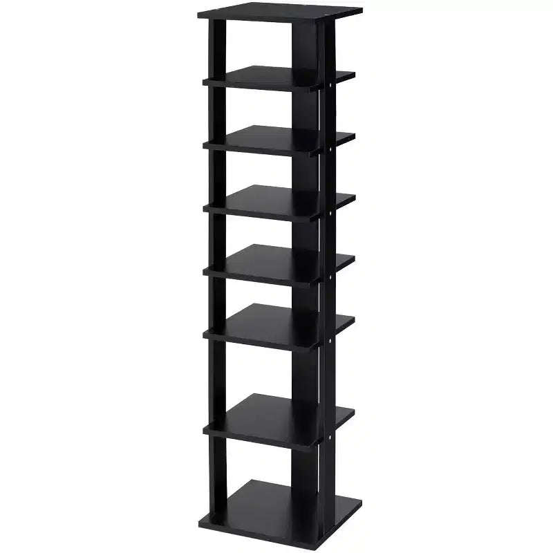 Costway Meuble de Rangement à Chaussures en Bois 7 Niveaux Organisateur de Chaussures Multi-rangement Boîte à Chaussures Blanc/Noir