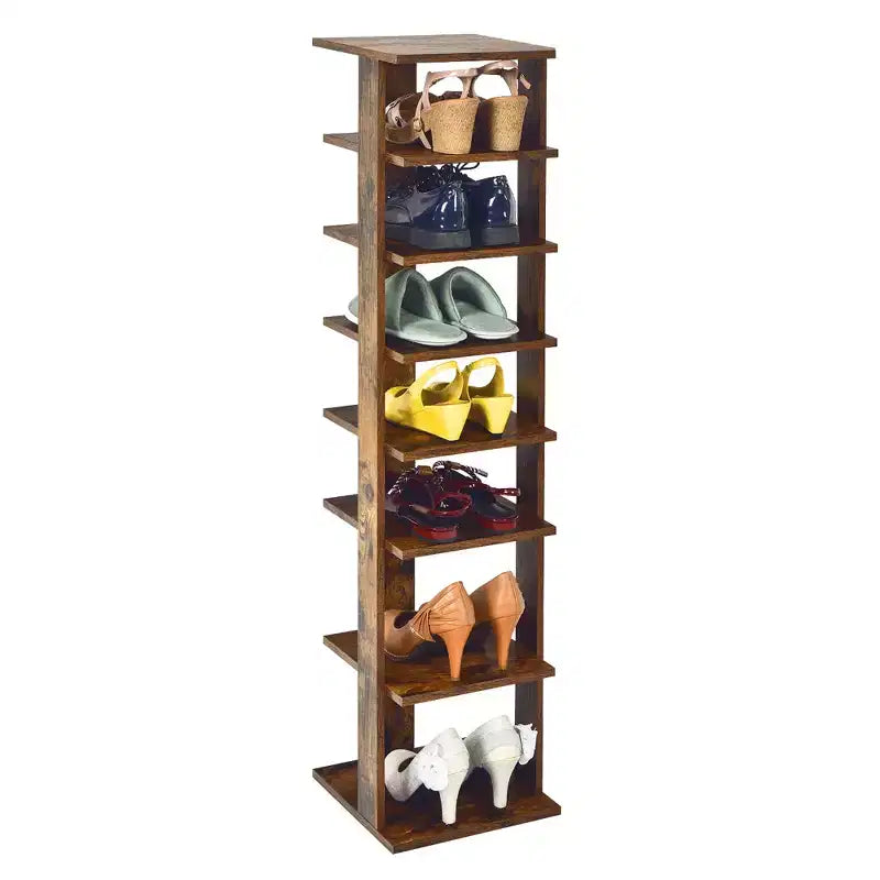 Costway Wooden Shoes Storage Stand 7 Tiers Shoe Rack Organizer Multi-shoe Rack Shoe box White/Black
